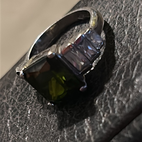 Men’s Sz 7-Vintage Ring Sterling Silver 925 Green Stone - Picture 7 of 7